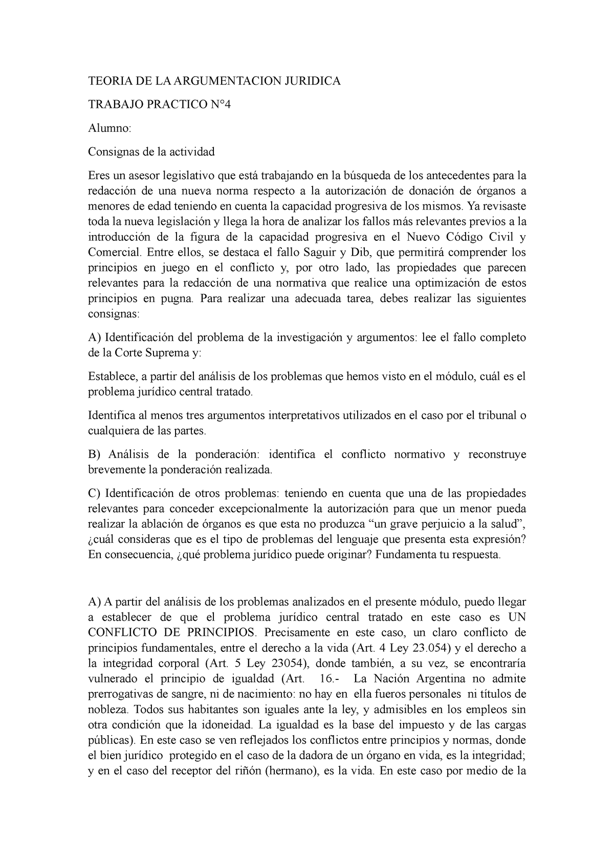 Tp Teoria De La Argumentacion Juridica Teoria De La Argumentacion