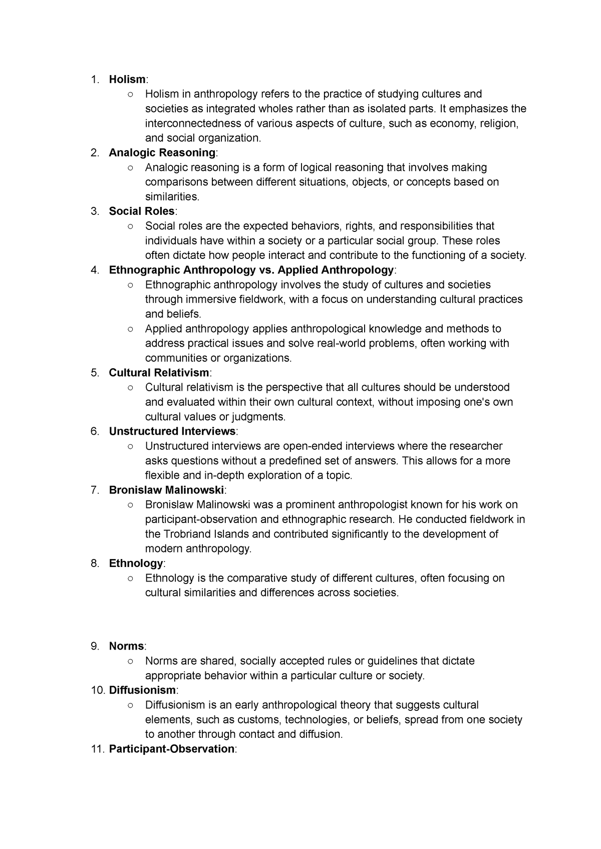 ANTH 203 Midterm 1 terms & meaning - Holism: Holism in anthropology ...