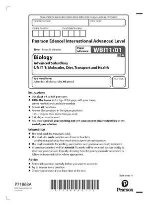 Edexcel Biology Unit2 Jan2023 Markscheme - Mark Scheme (Results ...