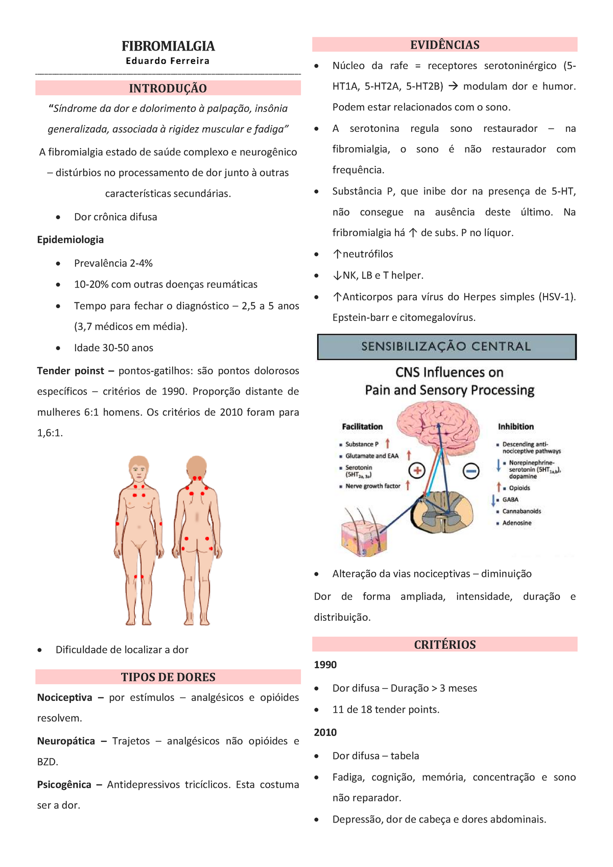 Fibromialgia - Resumo De Reumatologia - UFPE - Warning: TT: Undefined ...