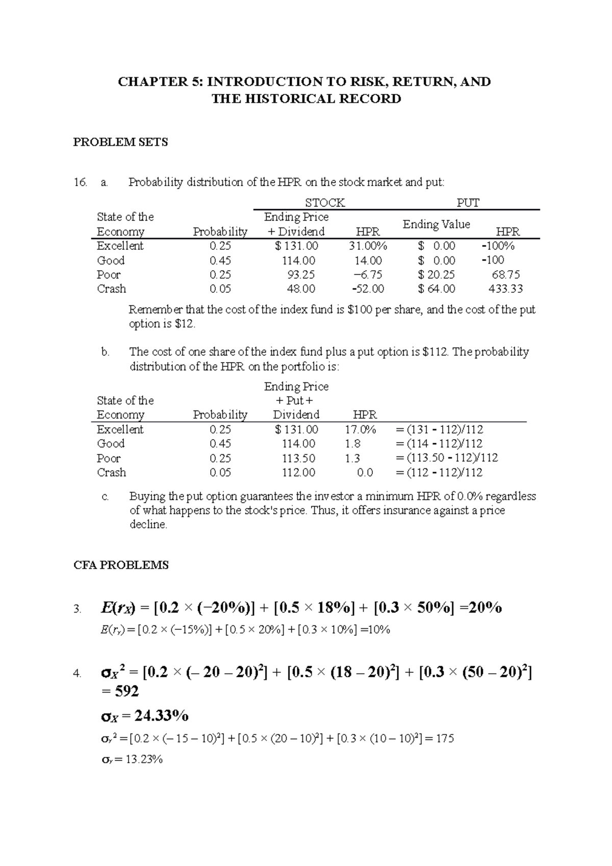 Intriduction to Risk return - CHAPTER 5: INTRODUCTION TO RISK, RETURN ...