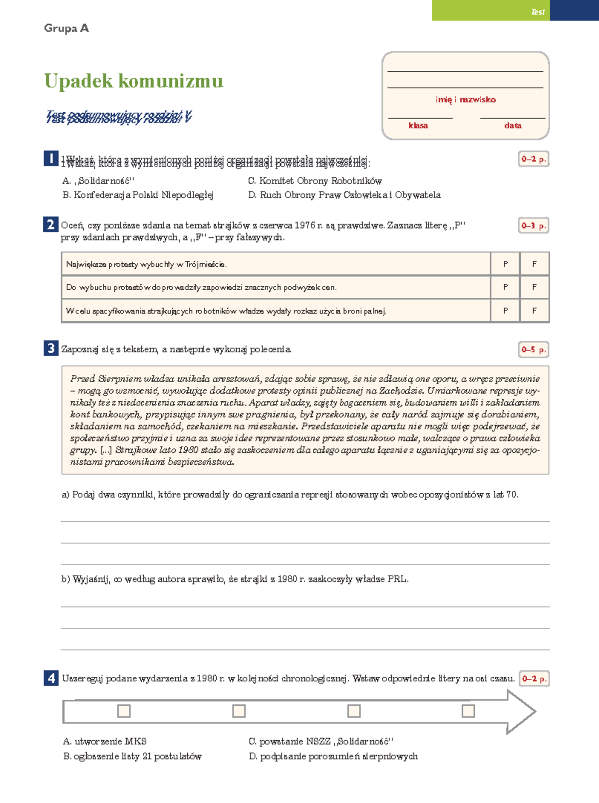 Sprawdzian Upadek Komunizmu 3 Rzeczpospolita