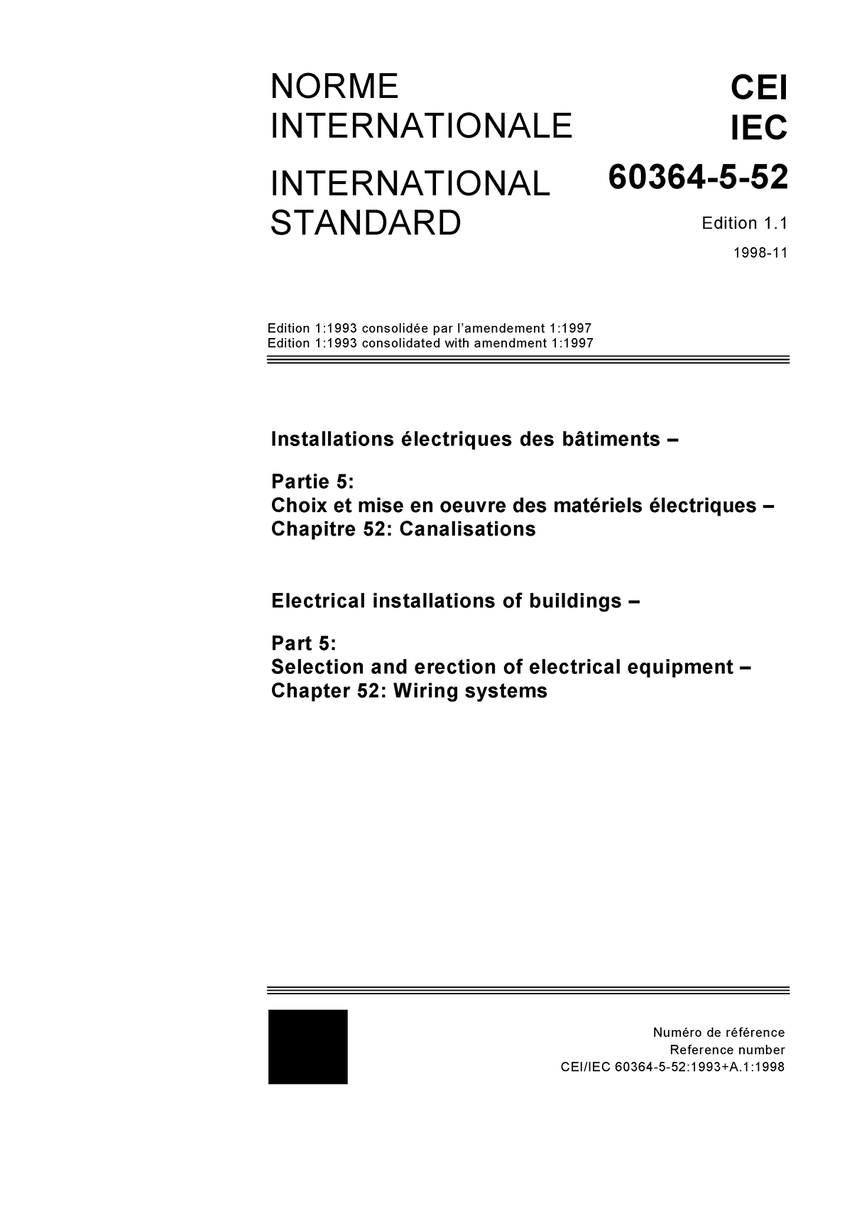 IEC 60364-5-52 V1 - IEC 60364-5-52 V1.1 - - Studocu