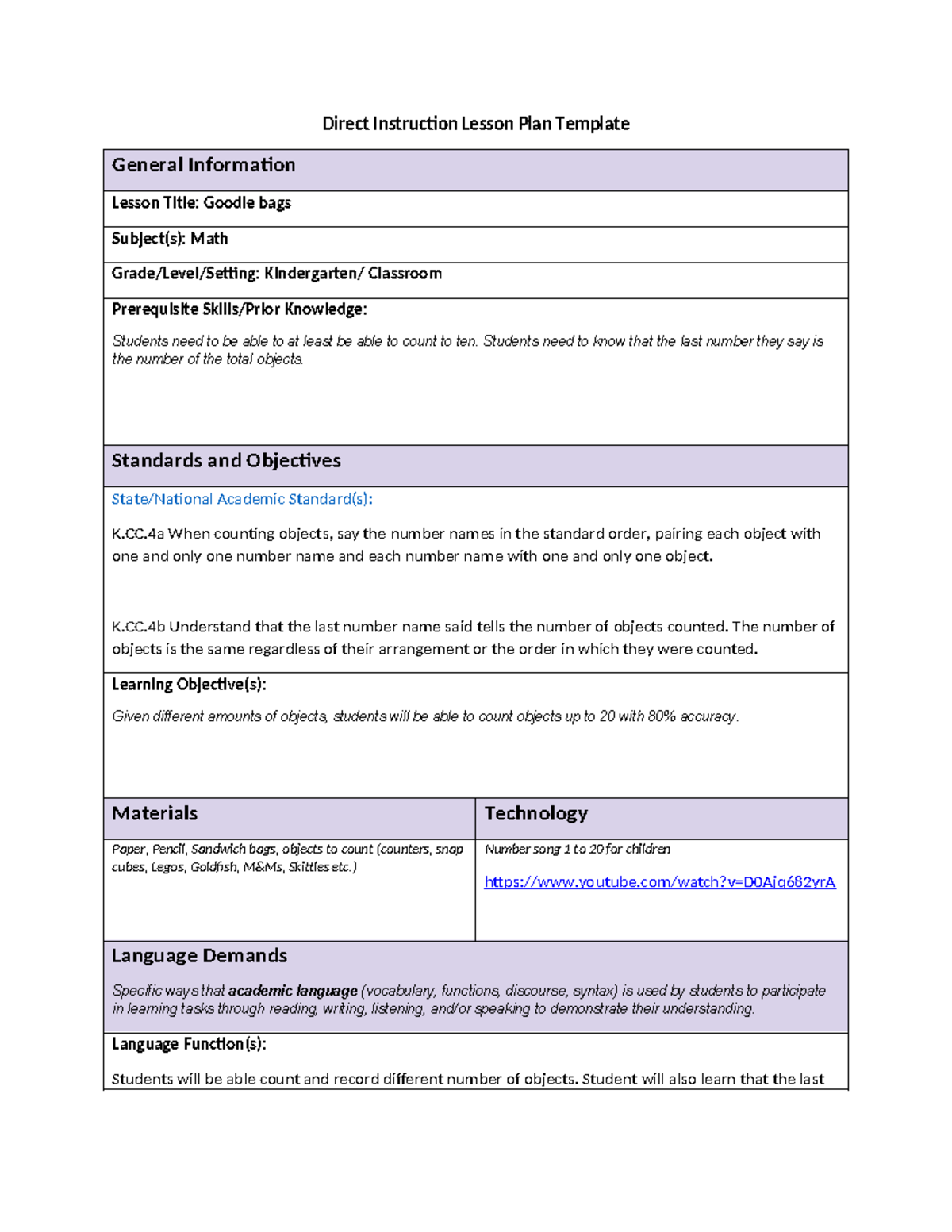 C109 task 1 - Math Lesson plan - Direct Instruction Lesson Plan ...