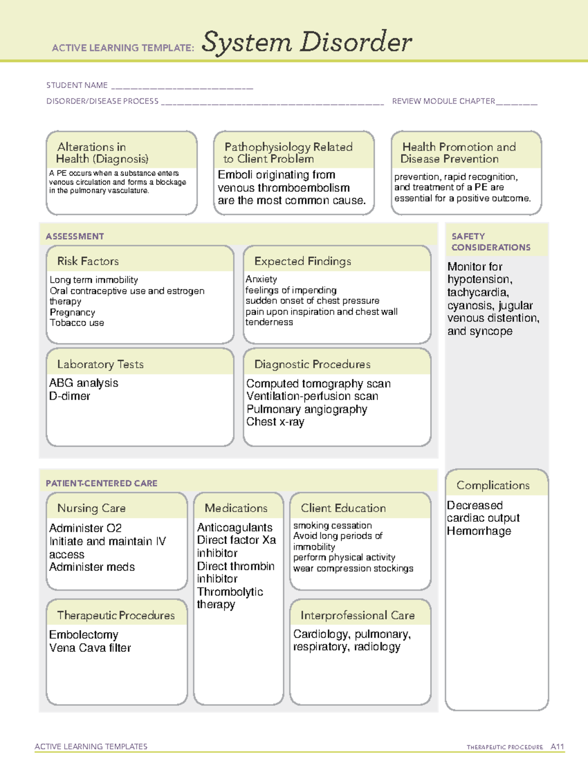 PE - ati template - ACTIVE LEARNING TEMPLATES THERAPEUTIC PROCEDURE A ...