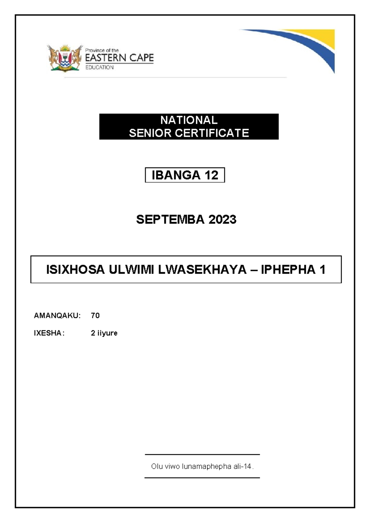 isixhosa assignment grade 12 2023