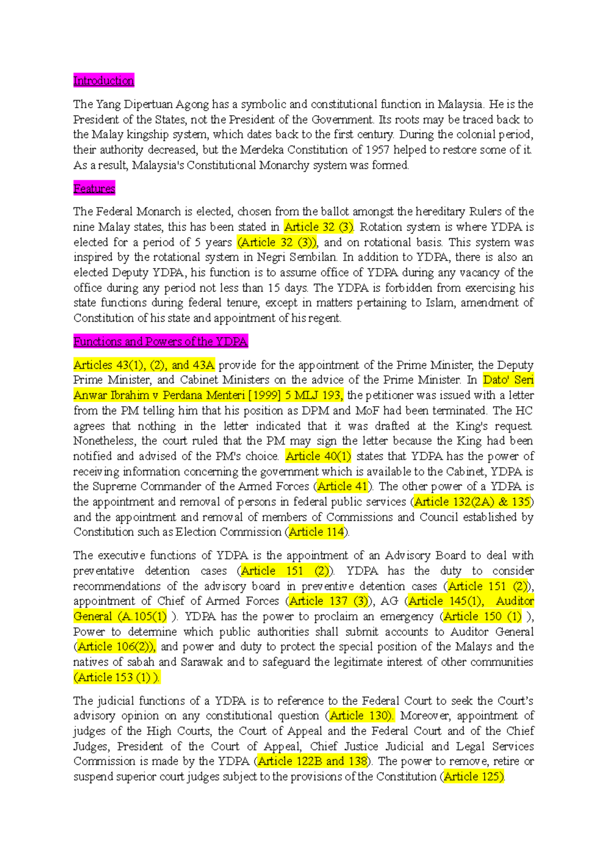 Ydpa Consti Lecture Notes Constitutional Law 1 Mmu Studocu