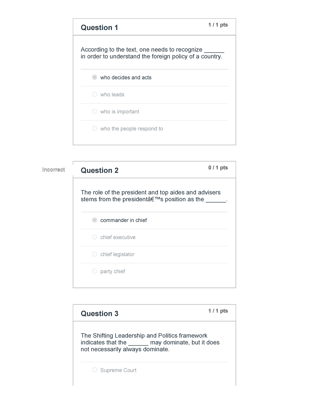 First Quiz POLS 429 - 1st quiz pols 429. - Question 1 1 / 1 pts ...