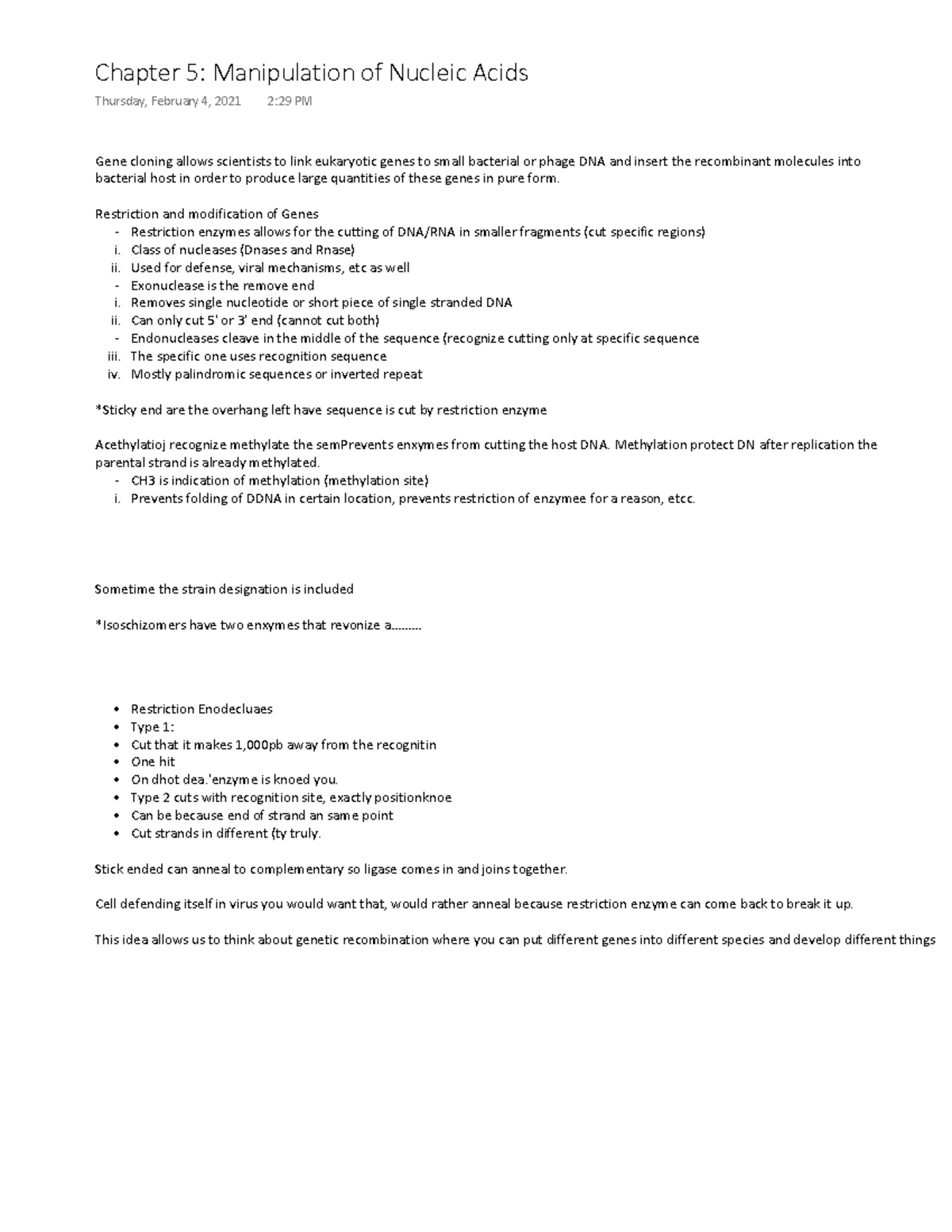 Chapter 5 - Lecture Notes 5 - Chapter 5: Manipulation Of Nucleic Acids ...