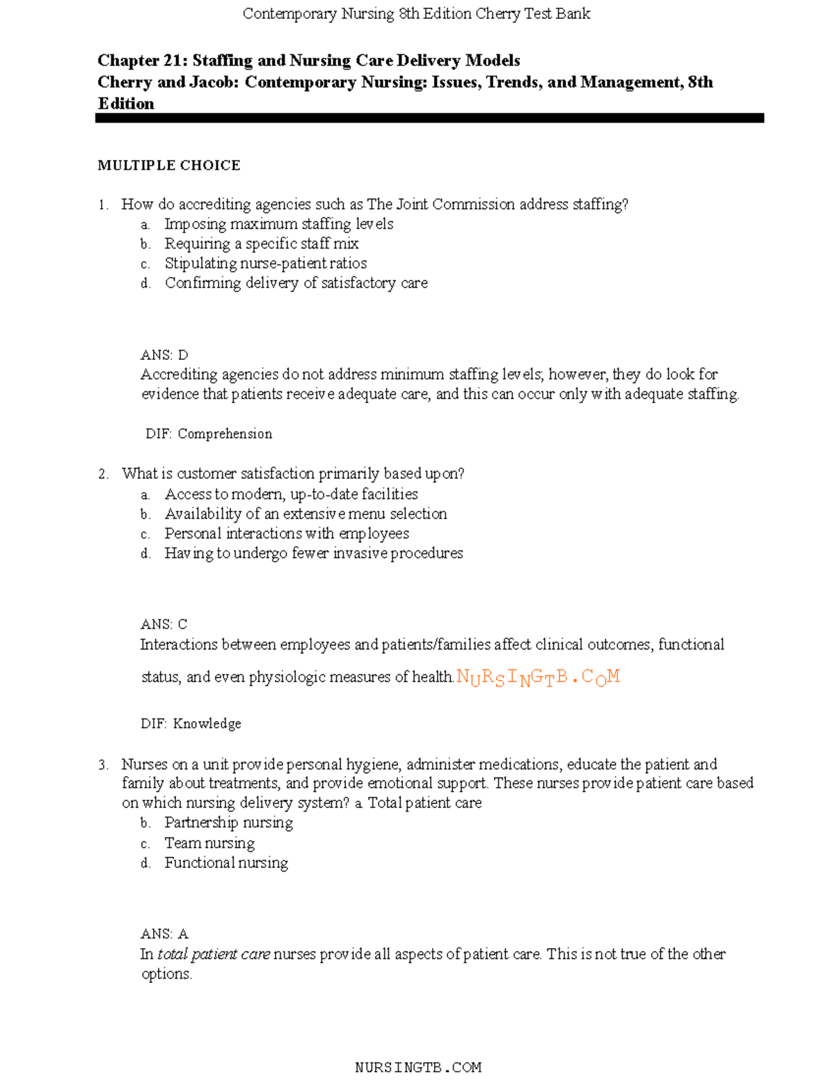 leadership-exam-3-pre-exam-chapter-21-staffing-and-nursing-care