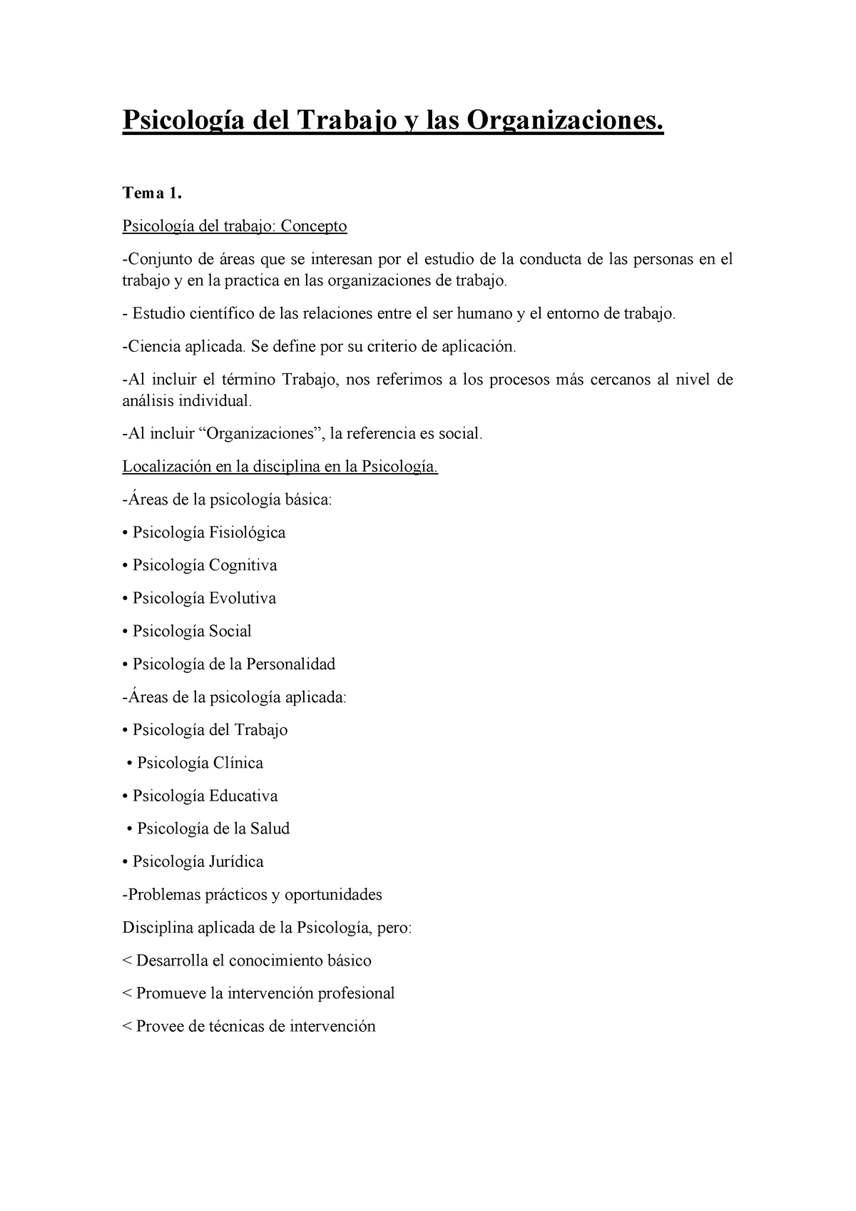 APUNTES DEL TE,A 1 DE PSICOLOGIA - Psicología Del Trabajo Y Las ...