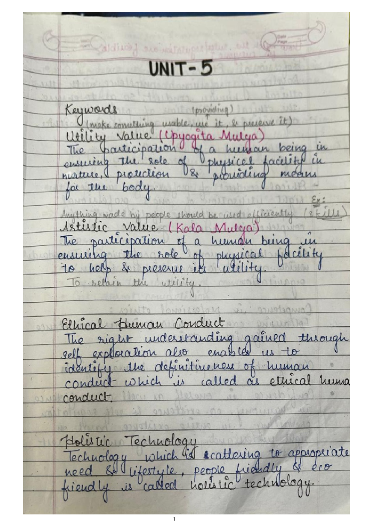 UHV UNIT 5 - Universal human value and professional ethics - Date Paje ...