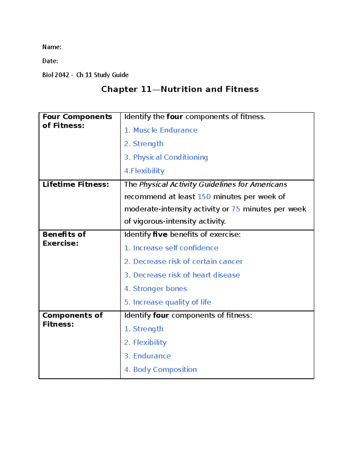 Chapter+11+nutrition+and+fitness copy - Name: Date: Biol 2042 - Ch 11 ...