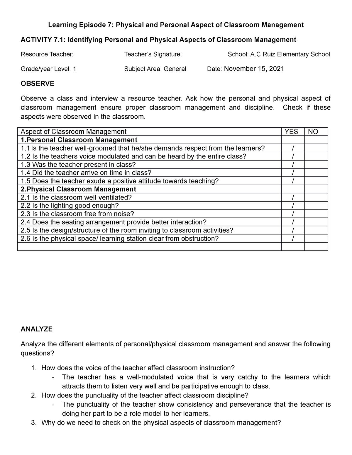 What Are The Aspects Of Classroom Management