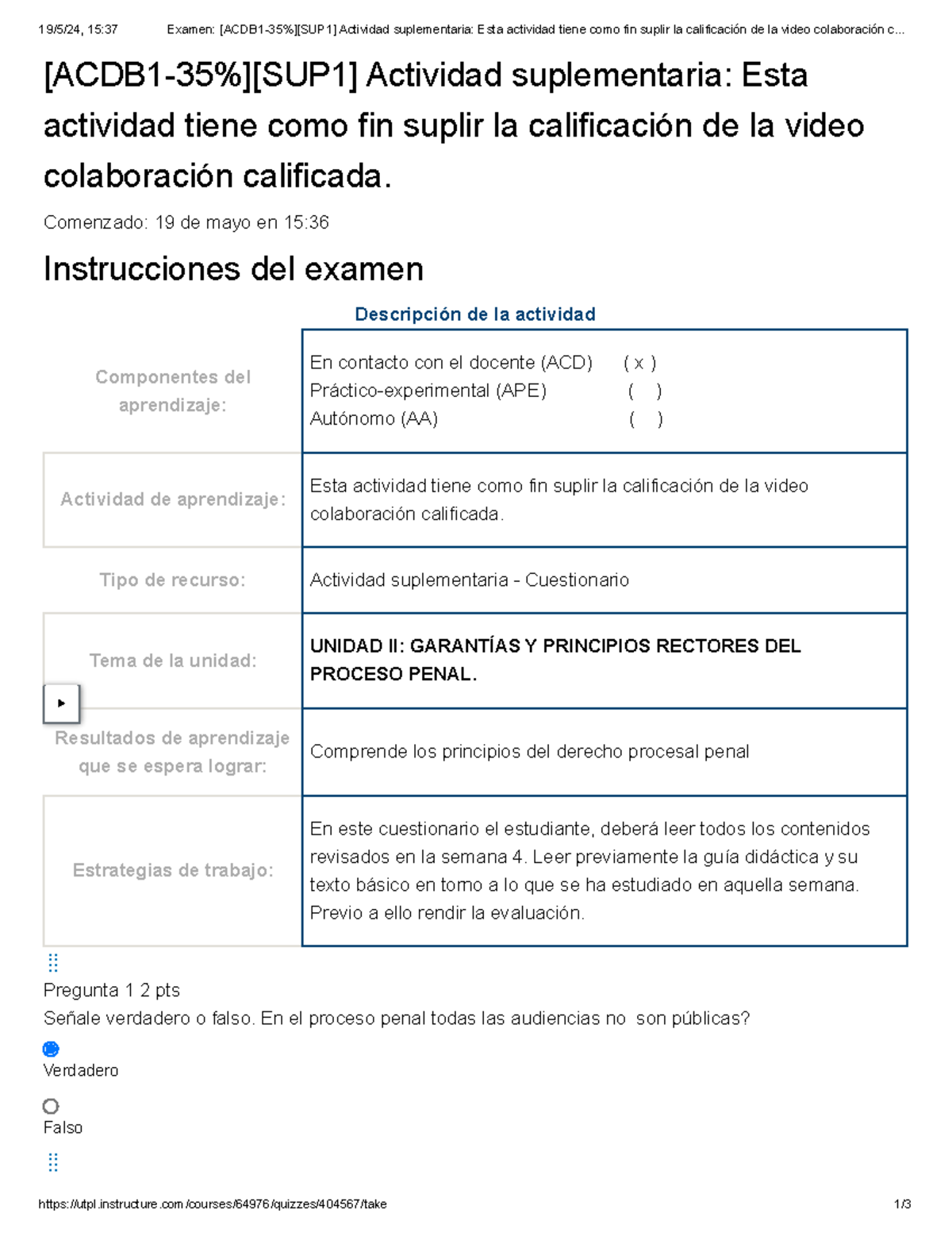 Examen [ACDB 1-35%][SUP 1] Actividad Suplementaria Esta Actividad Tiene ...