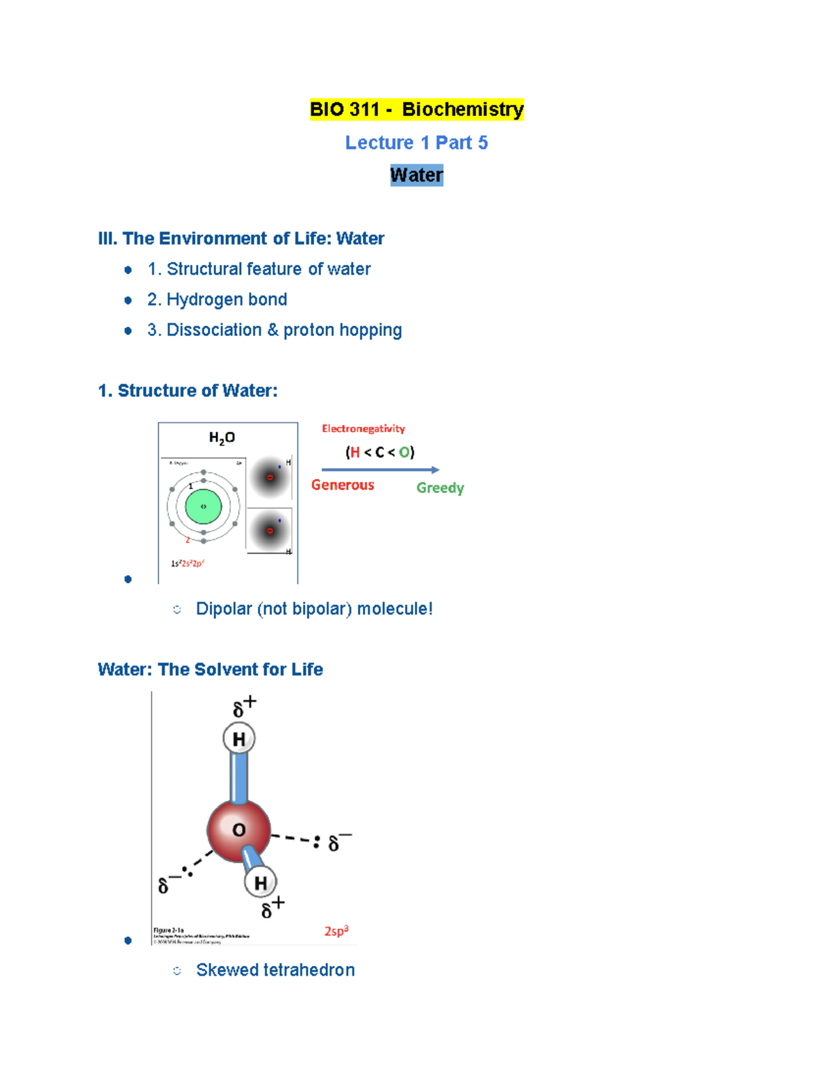 BIO 311 Lecture 1 Part 5 Fall 2020 - BIO 311 - Biochemistry Lecture 1 ...