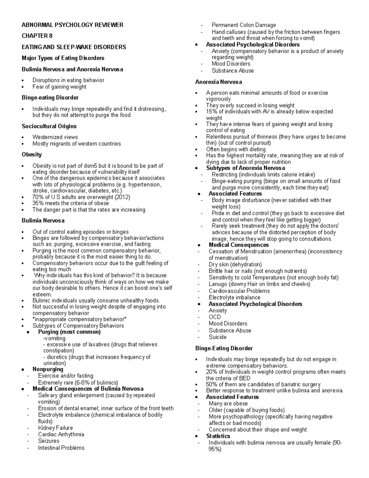 Ab Psych Reviewer (chapter 8) - ABNORMAL PSYCHOLOGY REVIEWER CHAPTER 8 ...