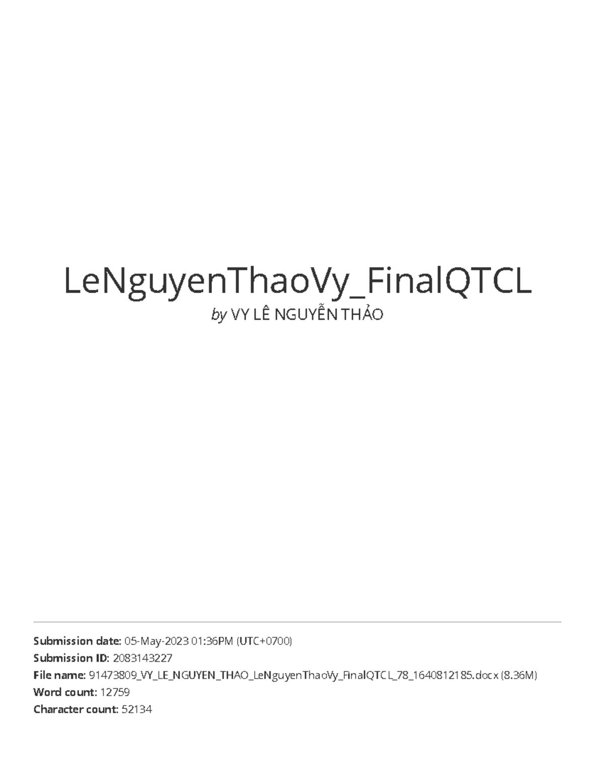 Le Nguyen Thao Vy Final QTCL - Quản trị chiến lược toàn cầu ...