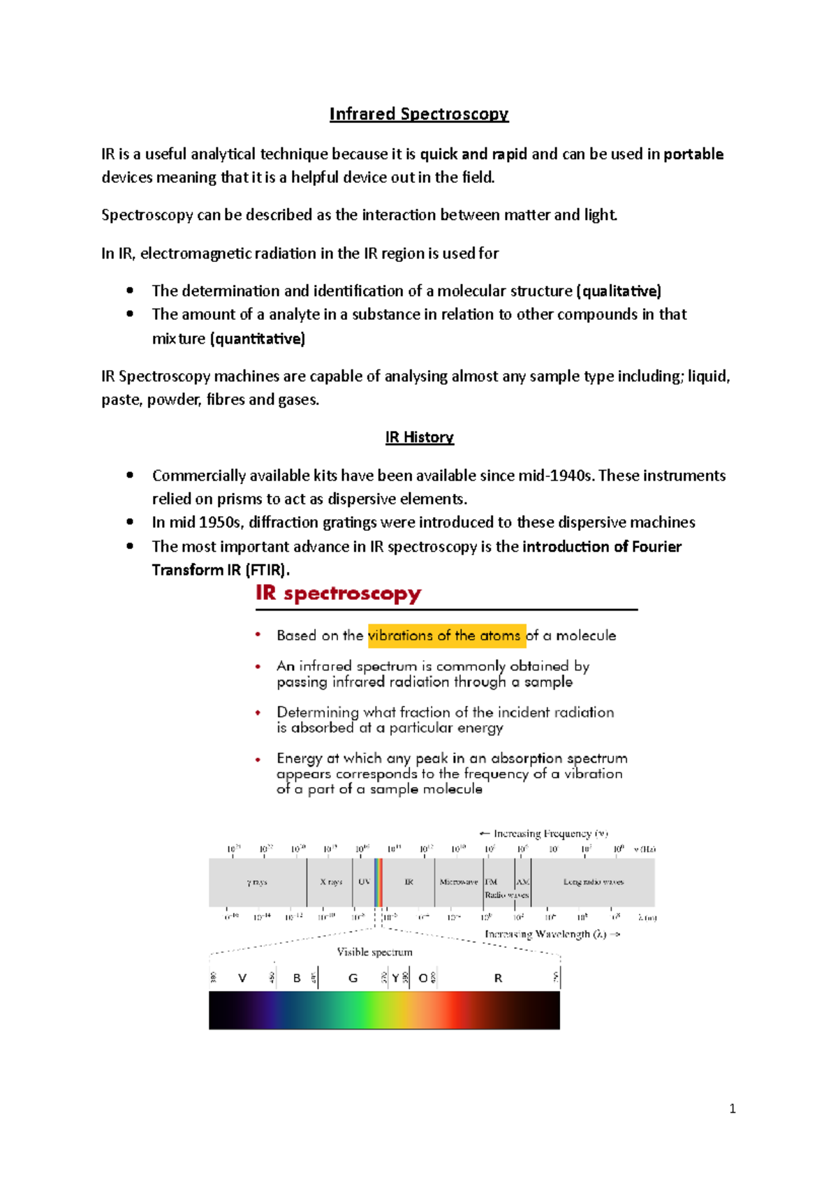 Infrared Spectroscopy - Spectroscopy Can Be Described As The ...