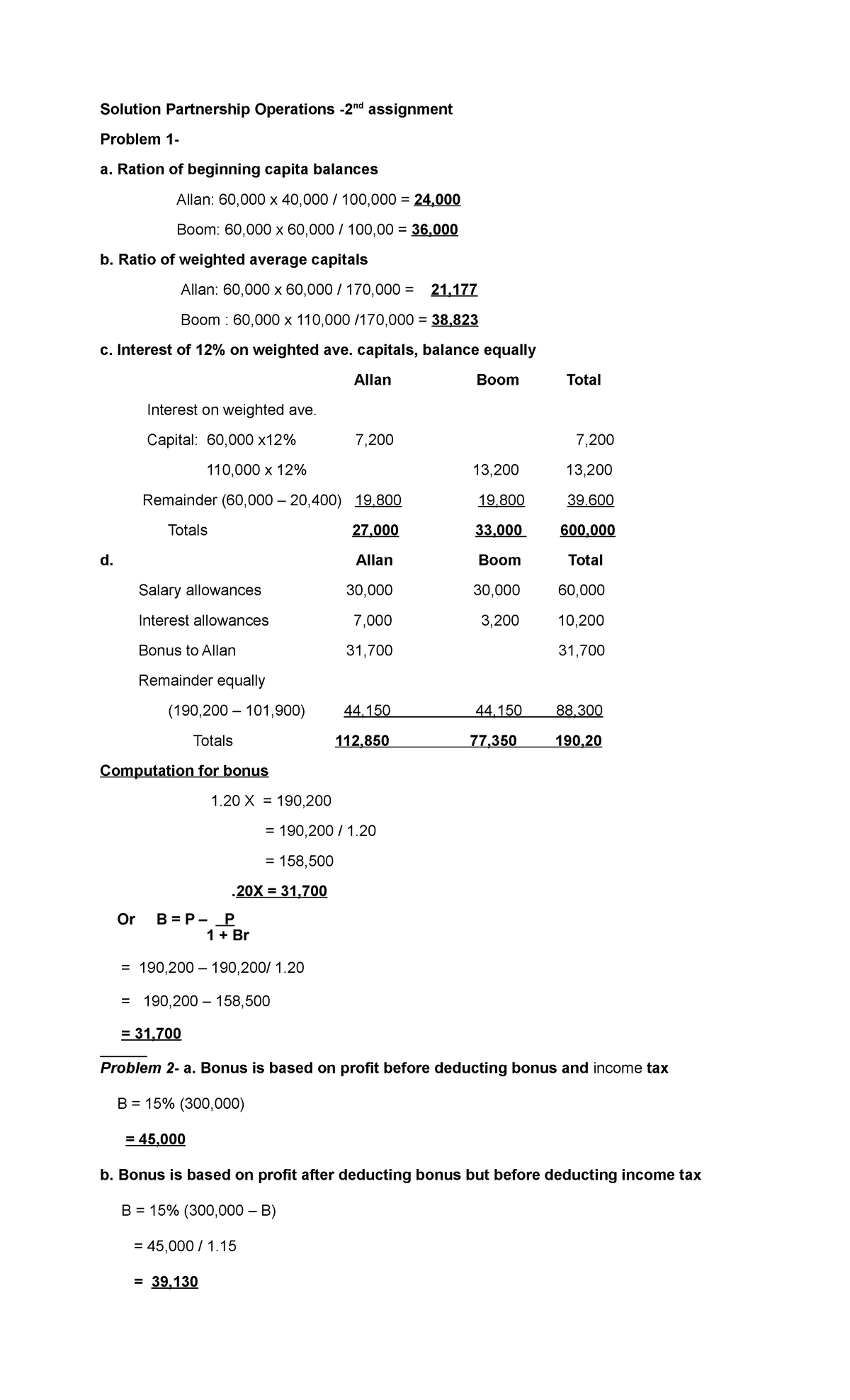 Assignment #2 Solution Partnership Operations - Solution Partnership ...