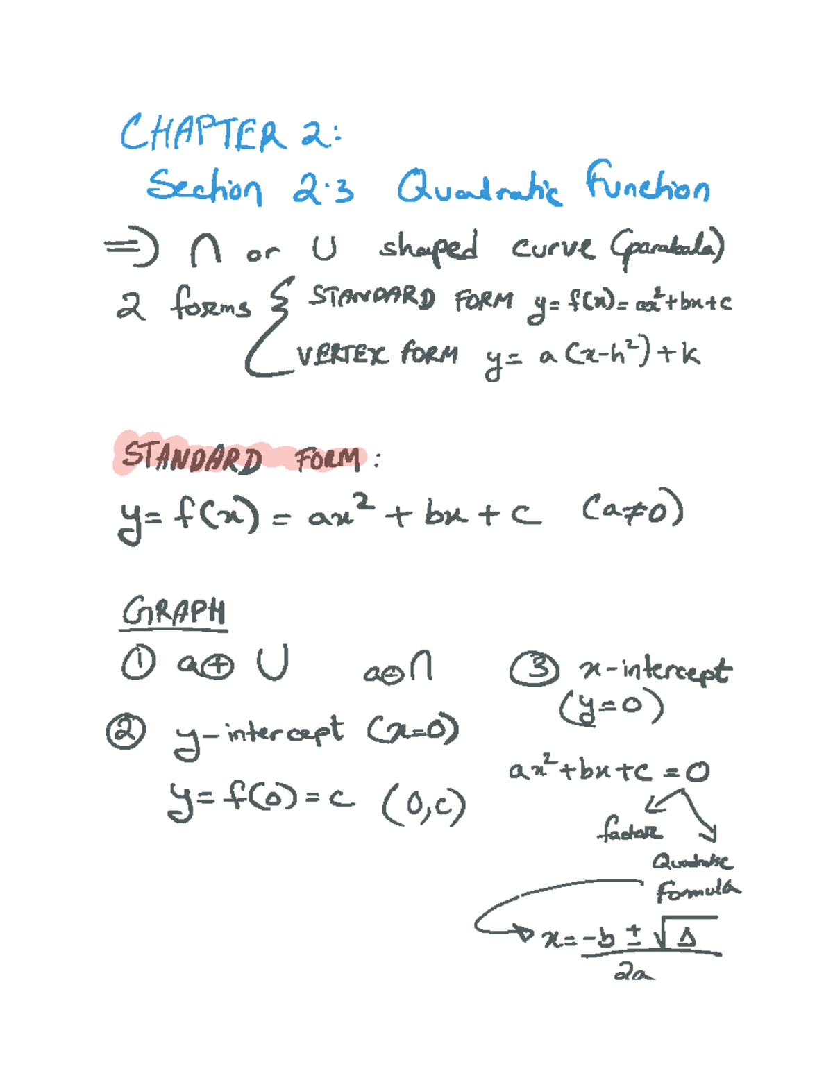 WK 1 Class 2 (LEC 2) - Lecture notes 2 - CHAPTER 2 Section Quadratic ...