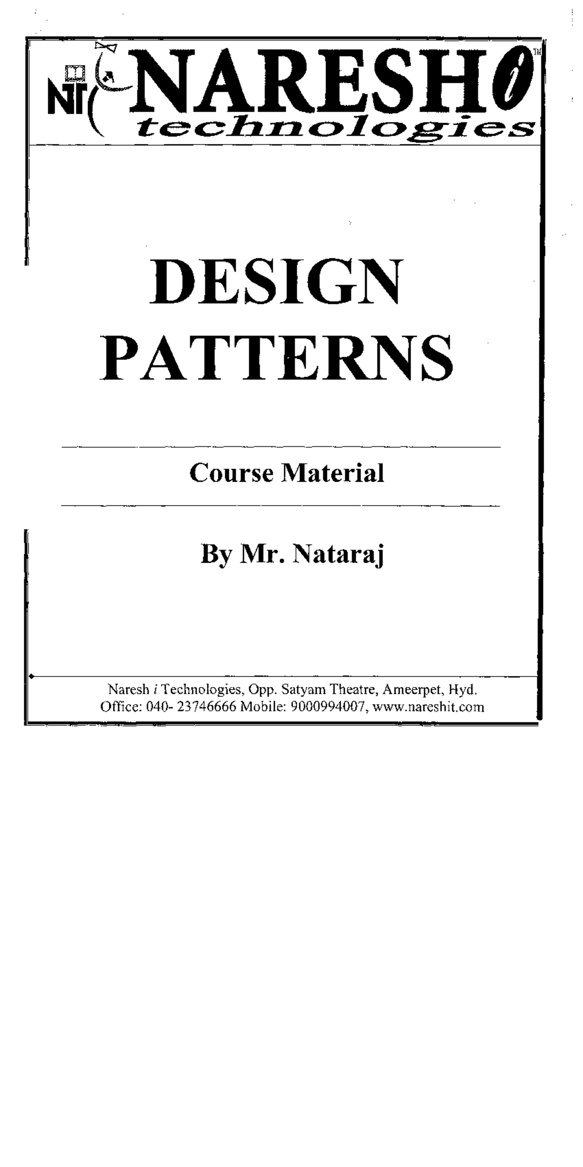Java-design-patterns - TM NT NARESHO technologies DESIGN PATTERNS ...