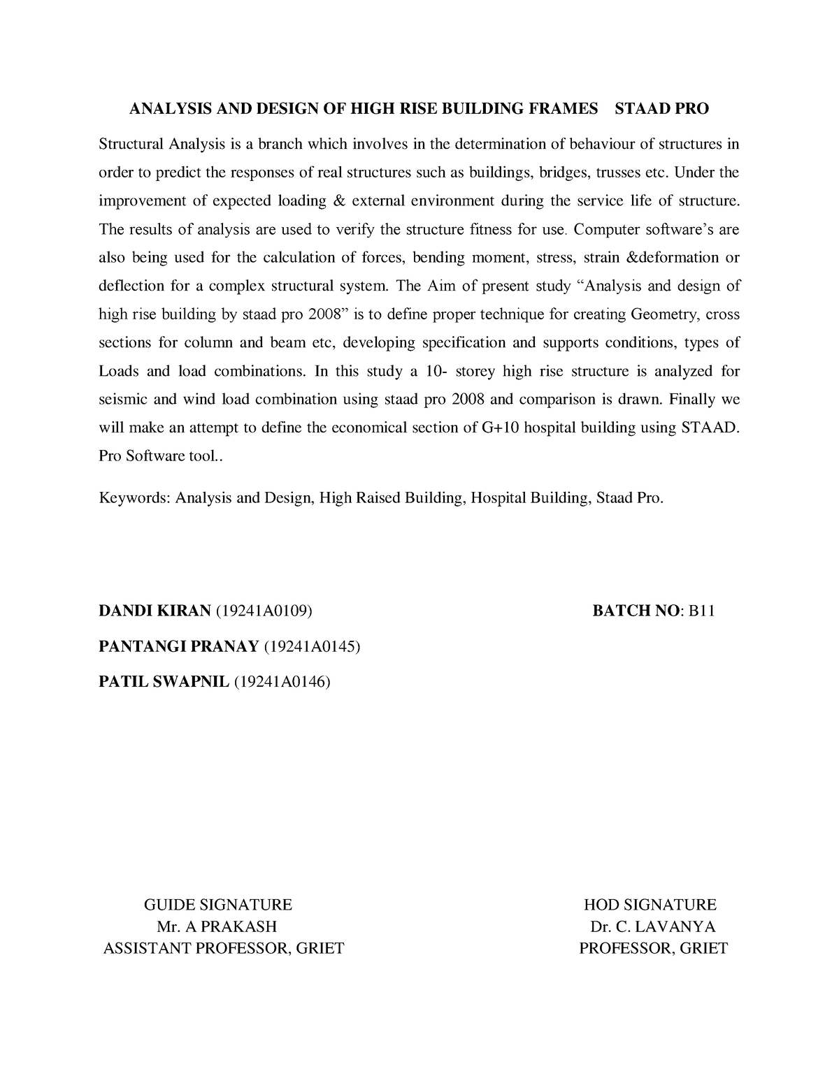 Analysis AND Design OF HIGH RISE Building Frames Staad PRO - ANALYSIS ...