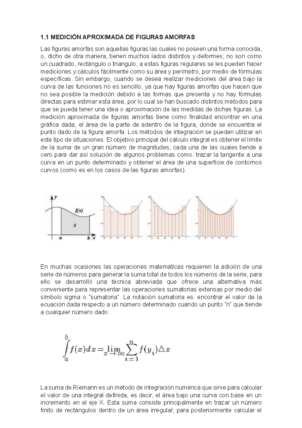Teorema fundamental del cálculo - 1 MEDICIÓN APROXIMADA DE FIGURAS