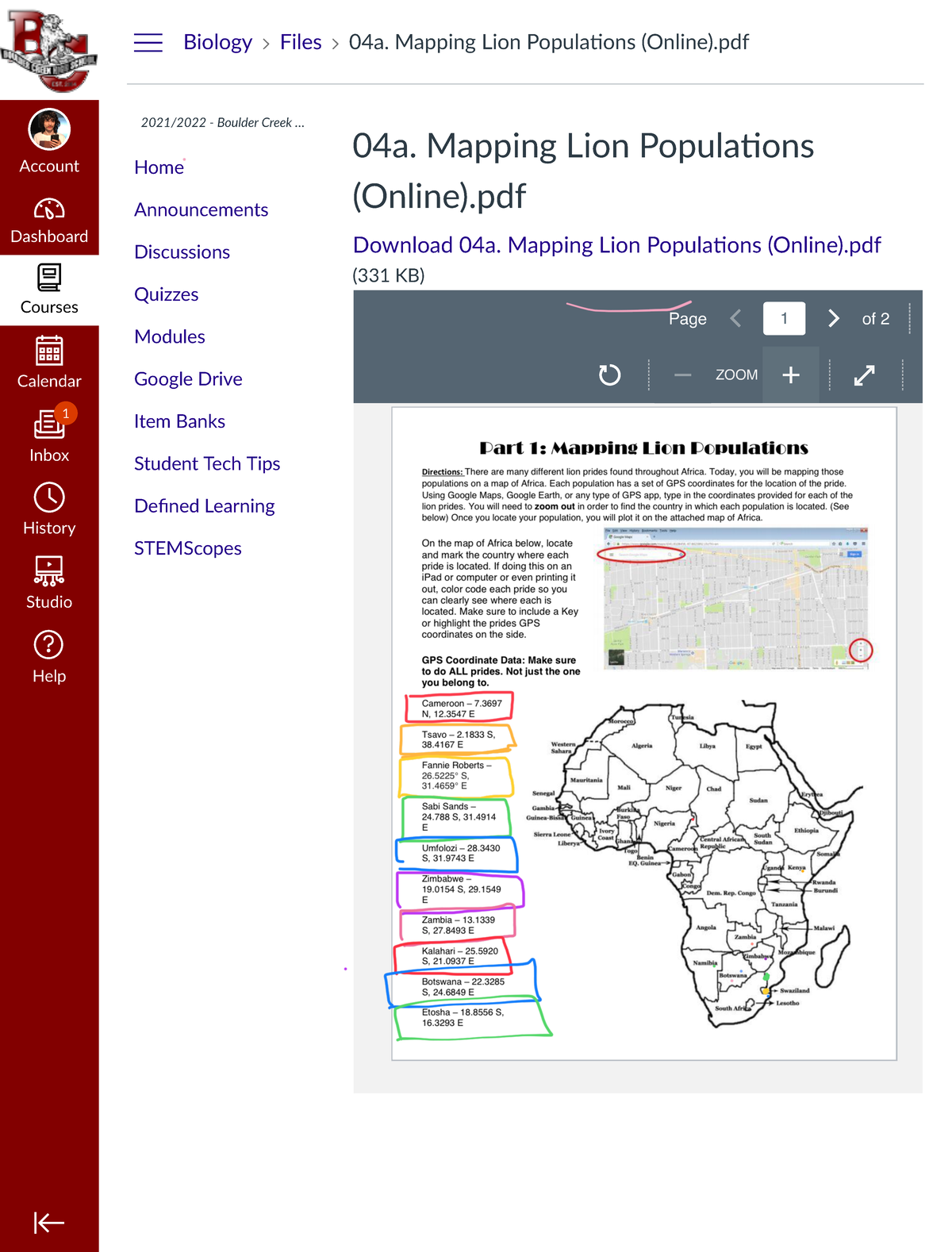 Safari - Aug 17, 2021 at 11:40 AM - Biology Files 04a. Mapping Lion ...