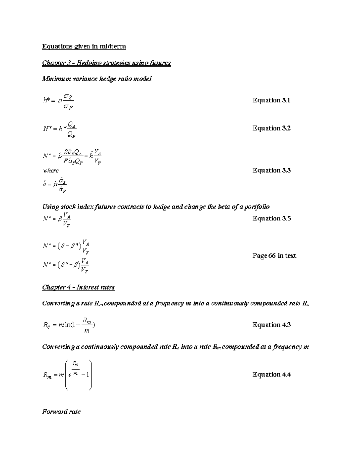 Equations given in midterm - Equations given in midterm Chapter 3 ...