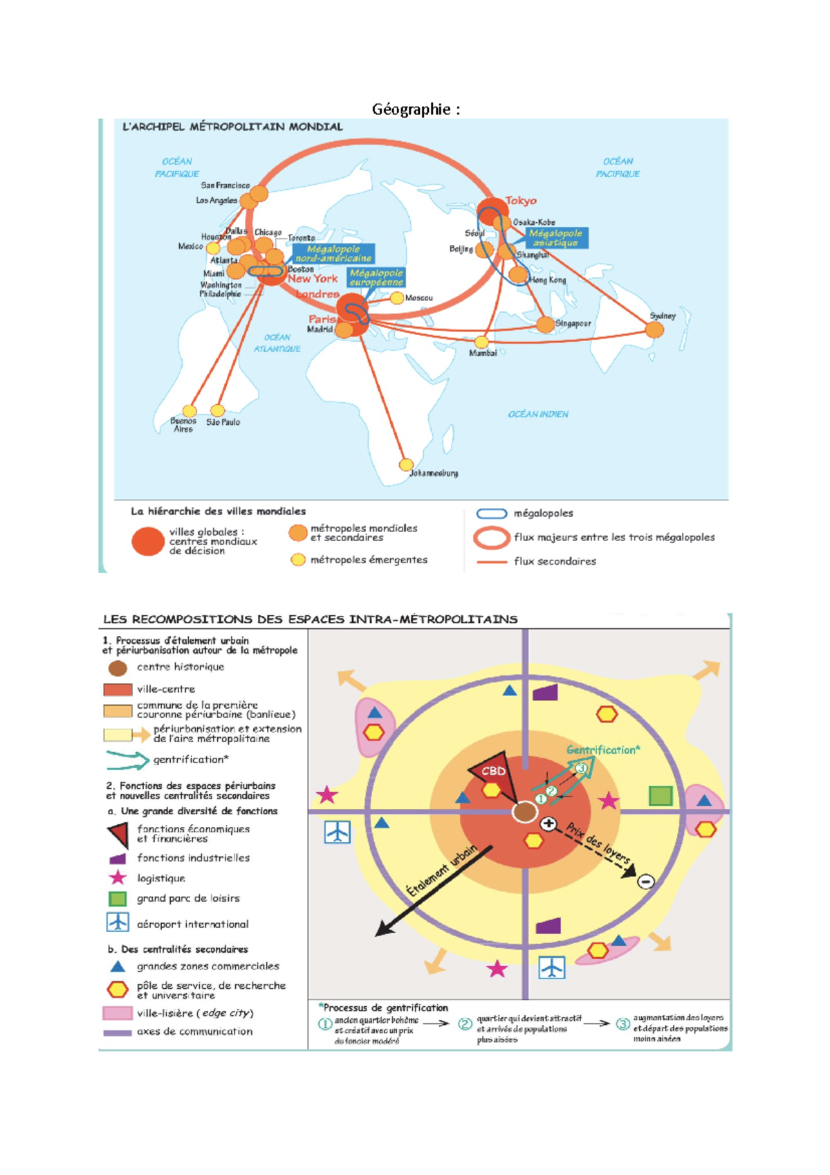 Géographie fiche de révision Géographie Def Métropolisation