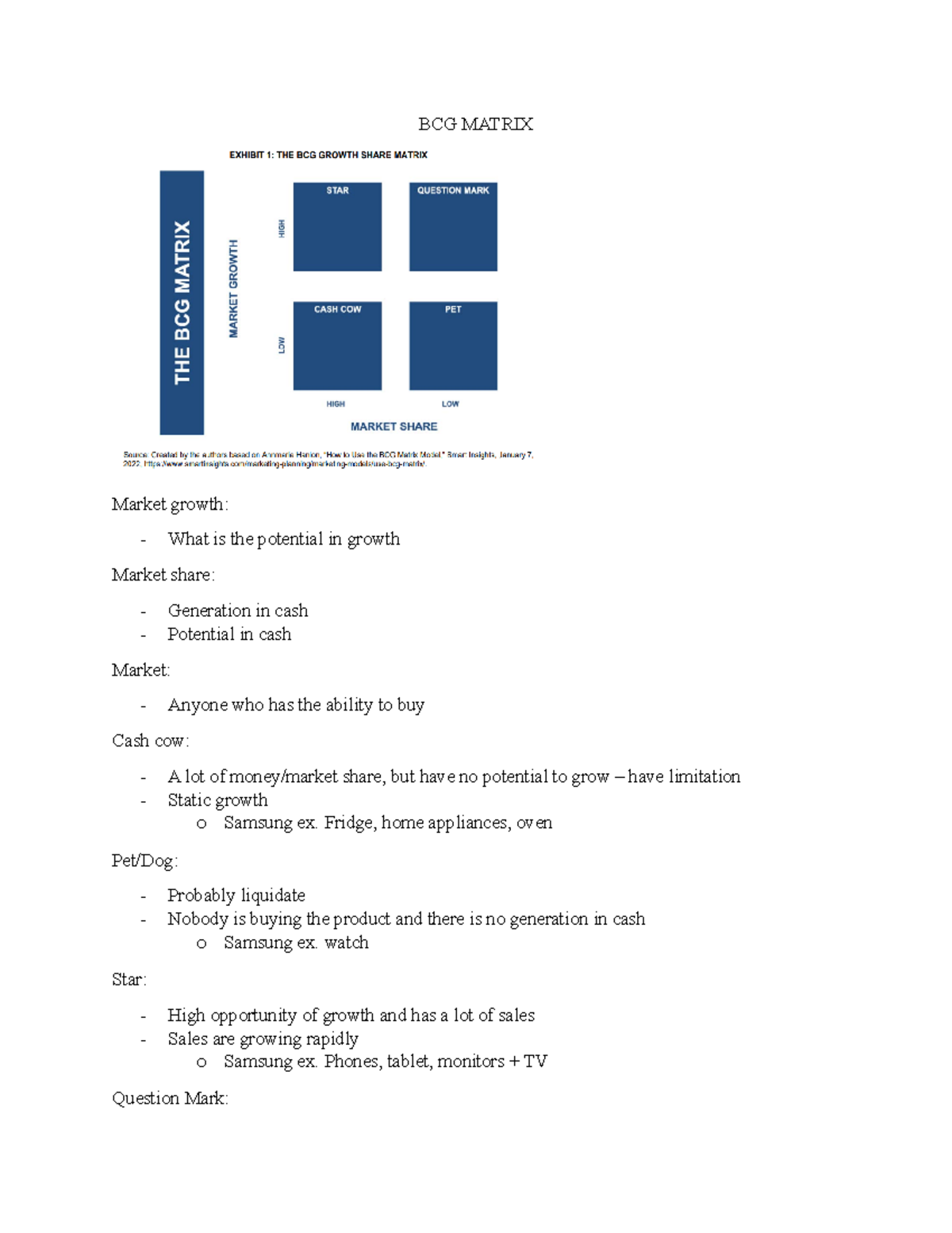 BCG Matrix - BCG MATRIX Market growth: - What is the potential in ...