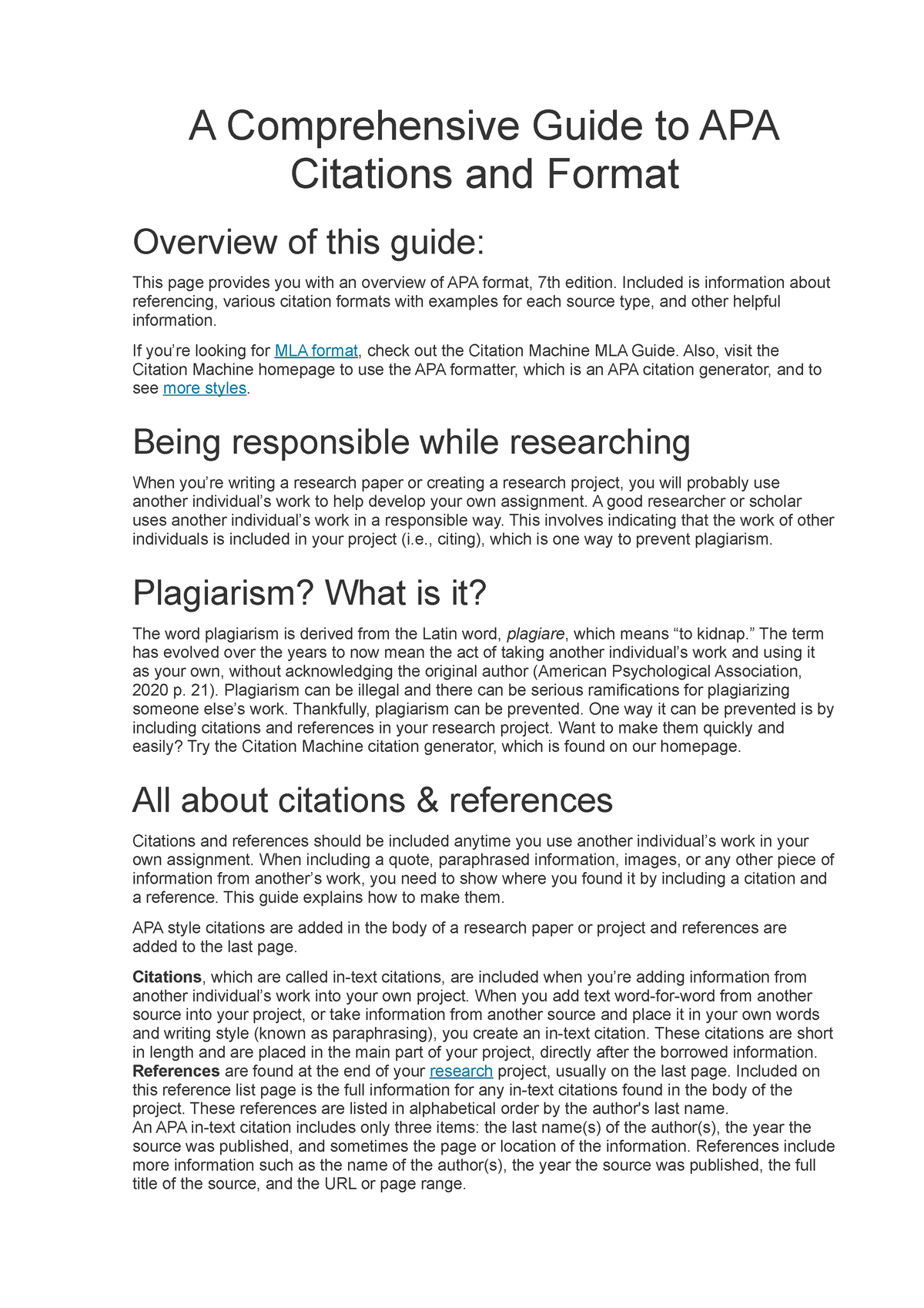 A Comprehensive Guide to APA Citations and Format A Comprehensive