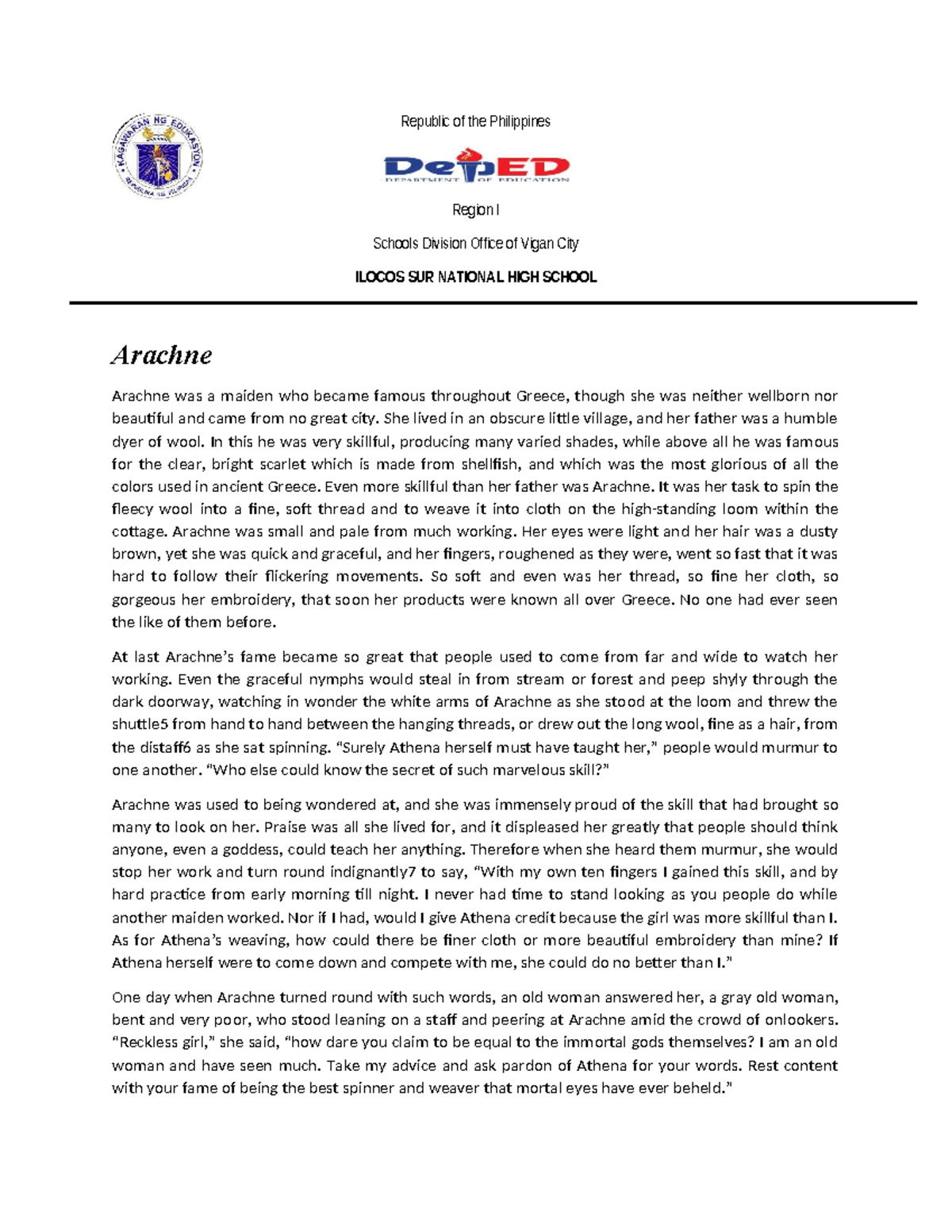 Kapayapaan Republic of the Philippines Region I