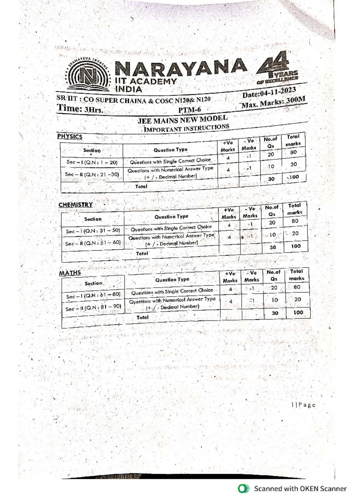 New Doc 11-04-2023 07 - Narayana College's IIT JEE Mains QP and ...