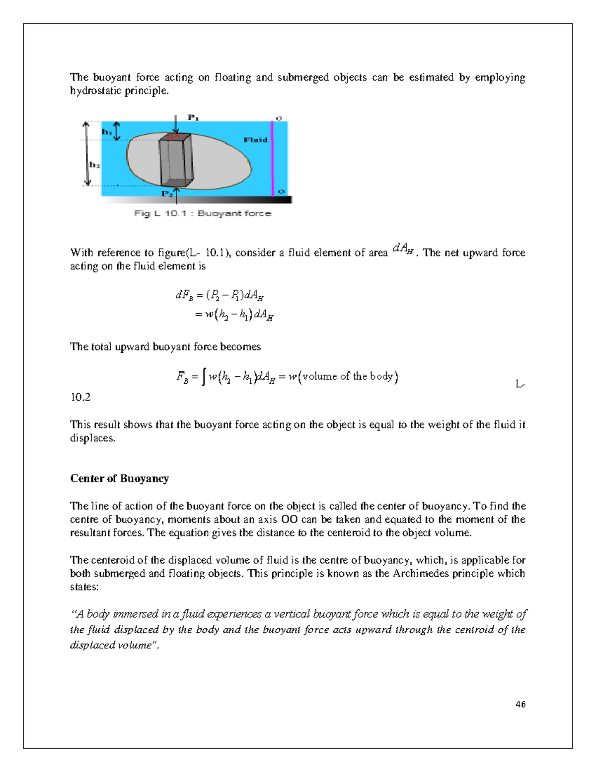 Mechanics-10 - The buoyant force acting on floating and submerged ...
