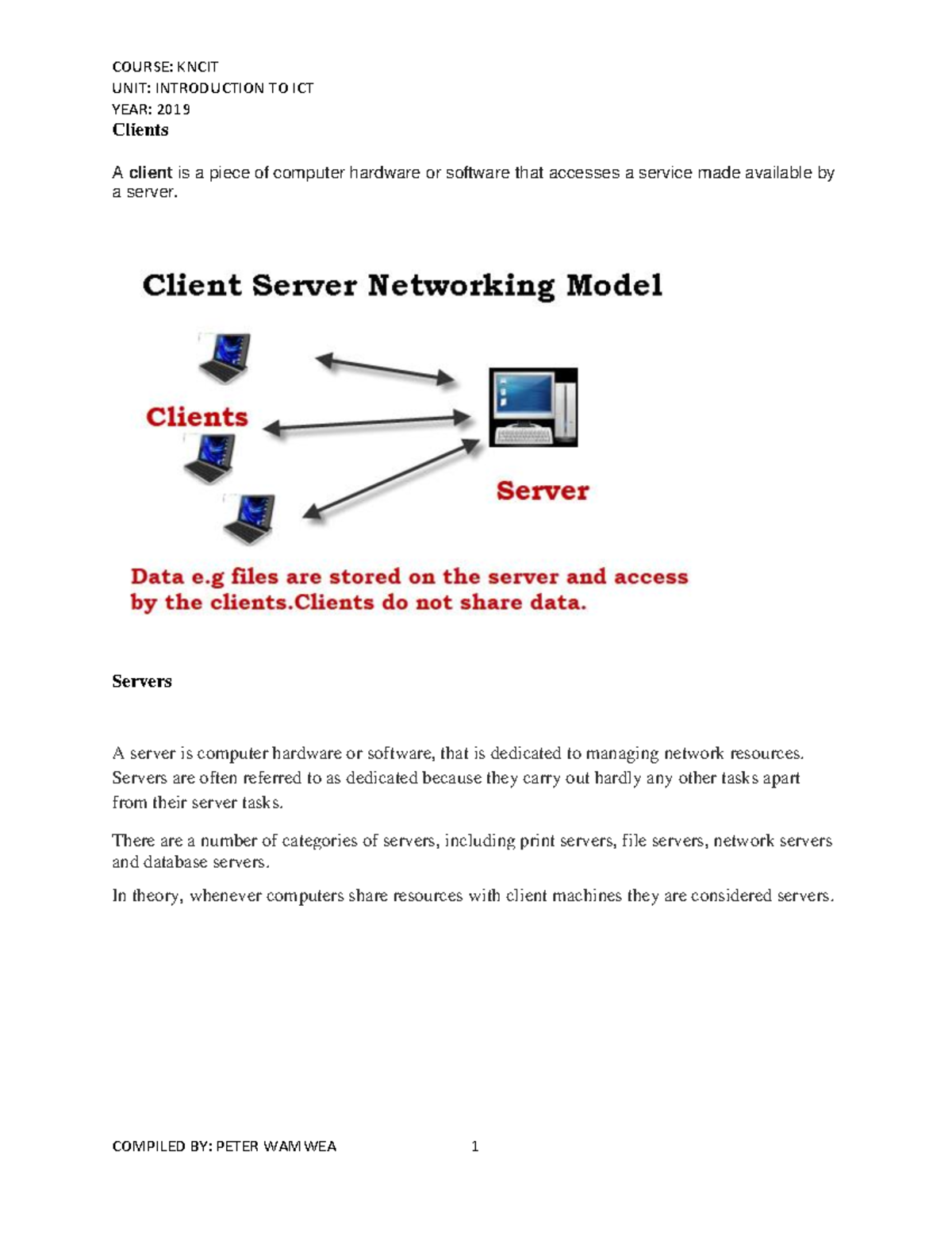 Topic 5 - Network Devices - UNIT: INTRODUCTION TO ICT YEAR: 2019 ...