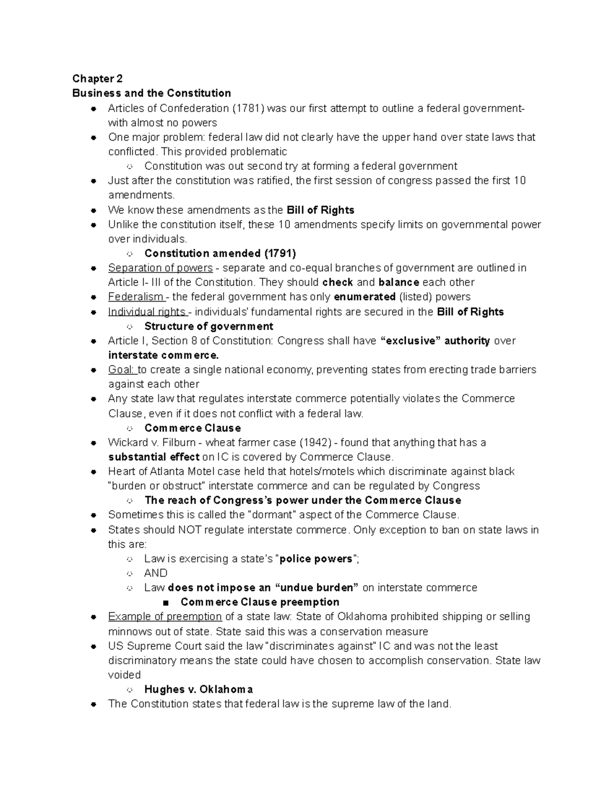 Chapter 2 - Chapter 2 Business and the Constitution Articles of ...