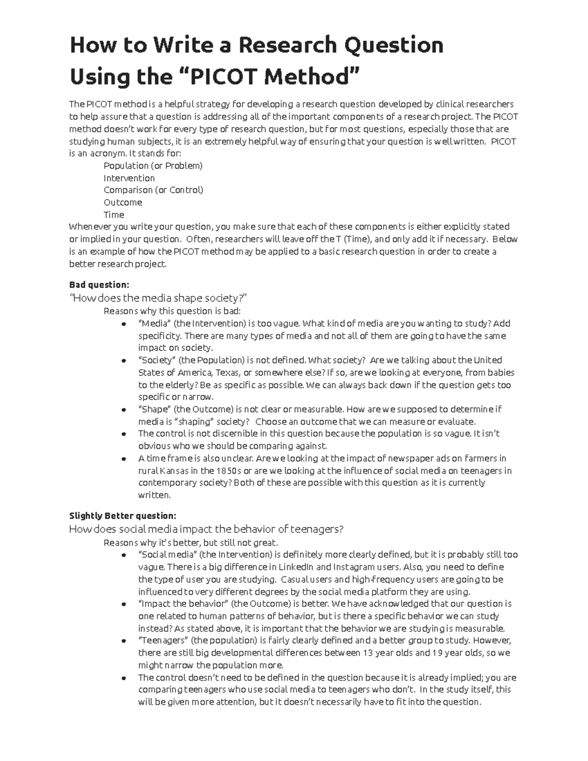 [Resource] Step 1 How to Write a Research Question (Shirley) - How to ...