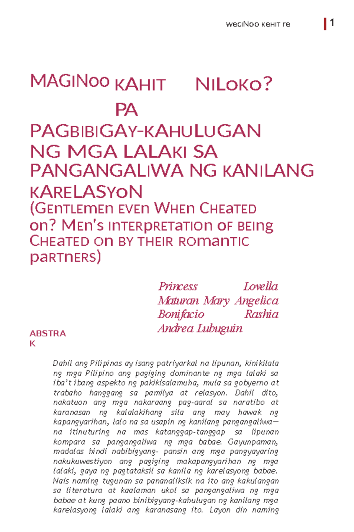 Maginoo Kahit PA Niloko - wecINoo KeHIT re 1 NILoKo? MAGINoo KAHIT PA ...