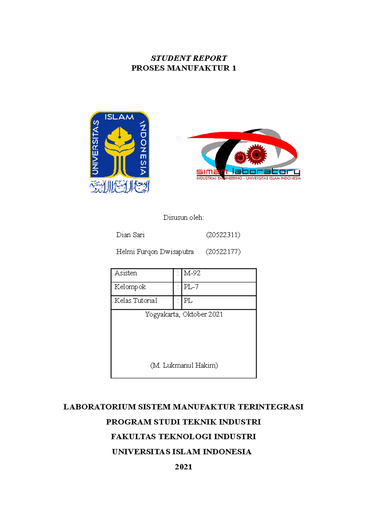 Laporan Praktikum_Modul Machine Introduction (Prosman) - STUDENT REPORT ...