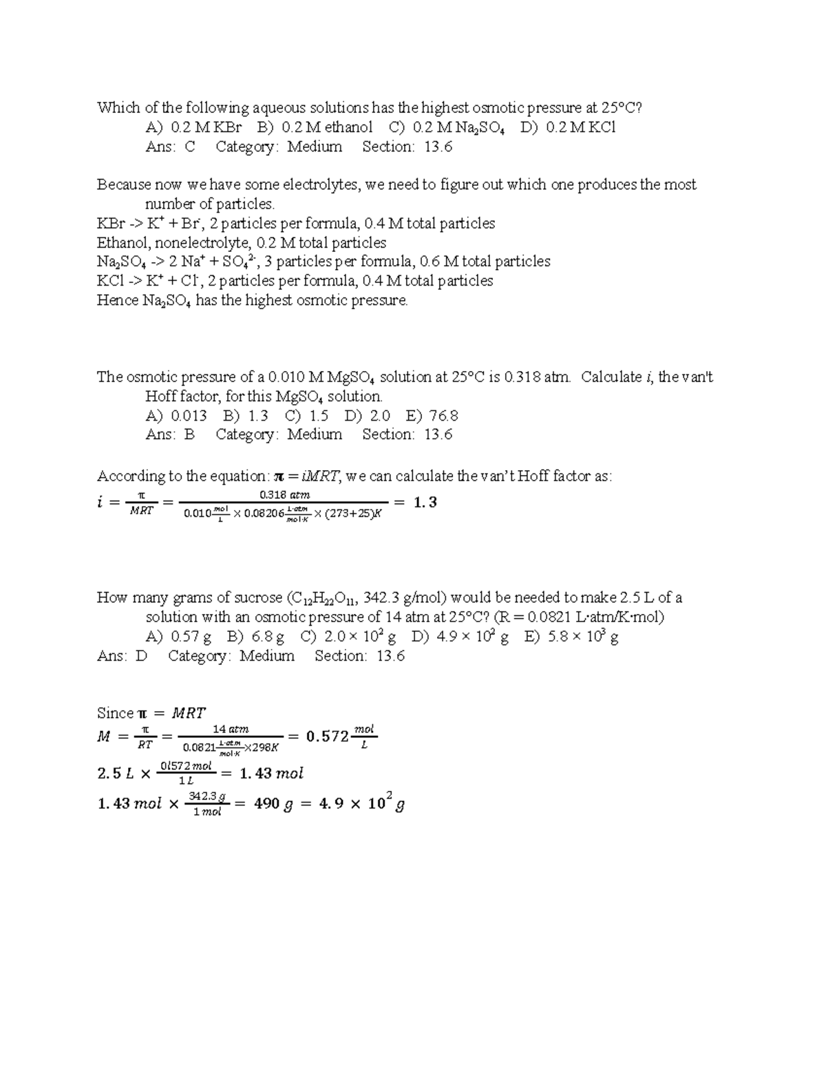 Gen chem 121 Quiz 5 - Which of the following aqueous solutions has the ...