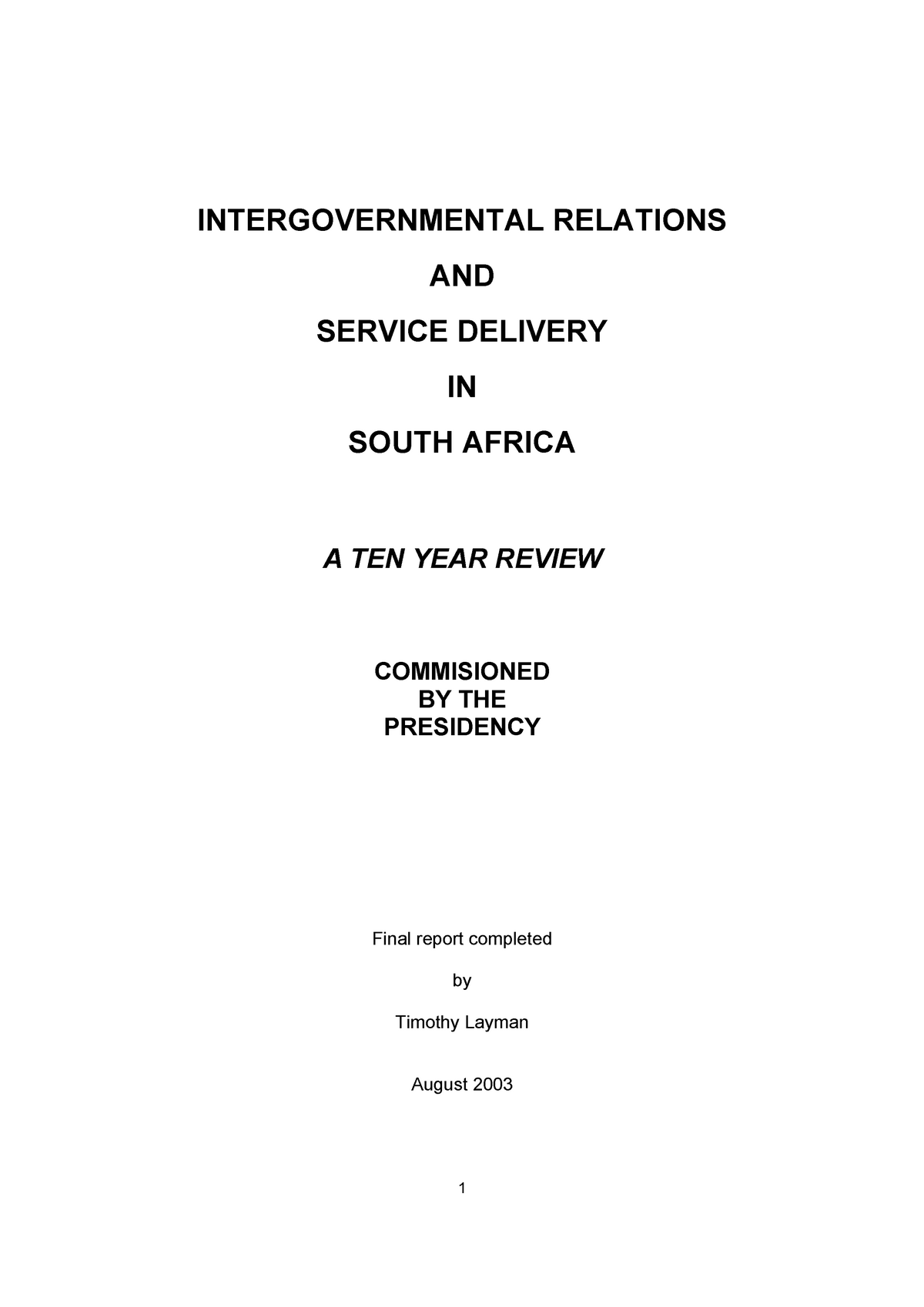 service delivery in south africa essay