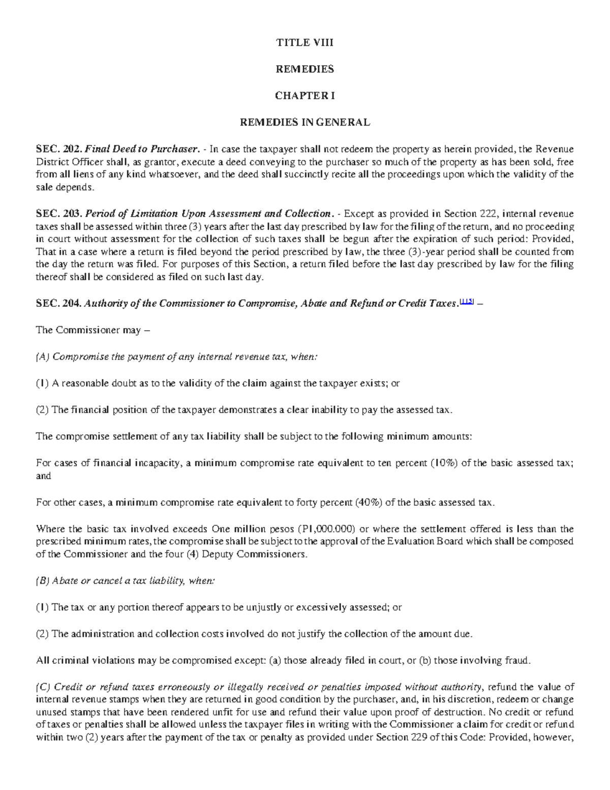 Remedies - n/a - TITLE VIII REMEDIES CHAPTER I REMEDIES IN GENERAL SEC ...