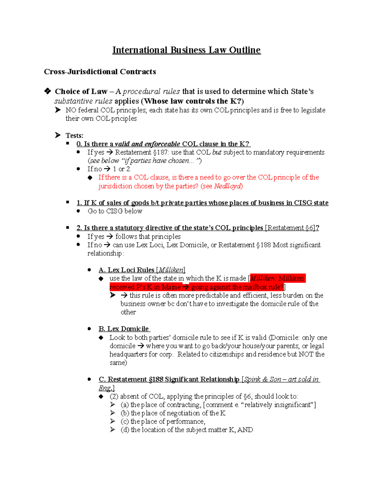 International Business Law Outline International Business Law Outline