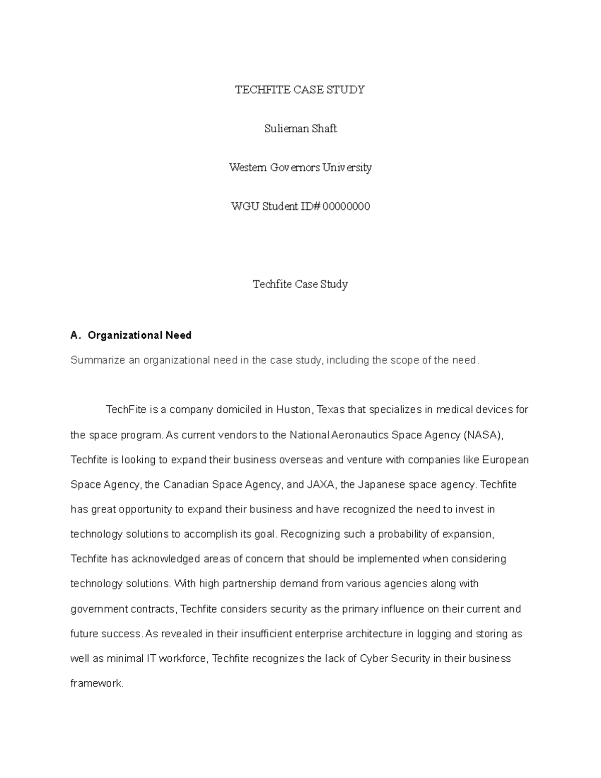 Emerging technologies - TECHFITE CASE STUDY Sulieman Shaft Western ...