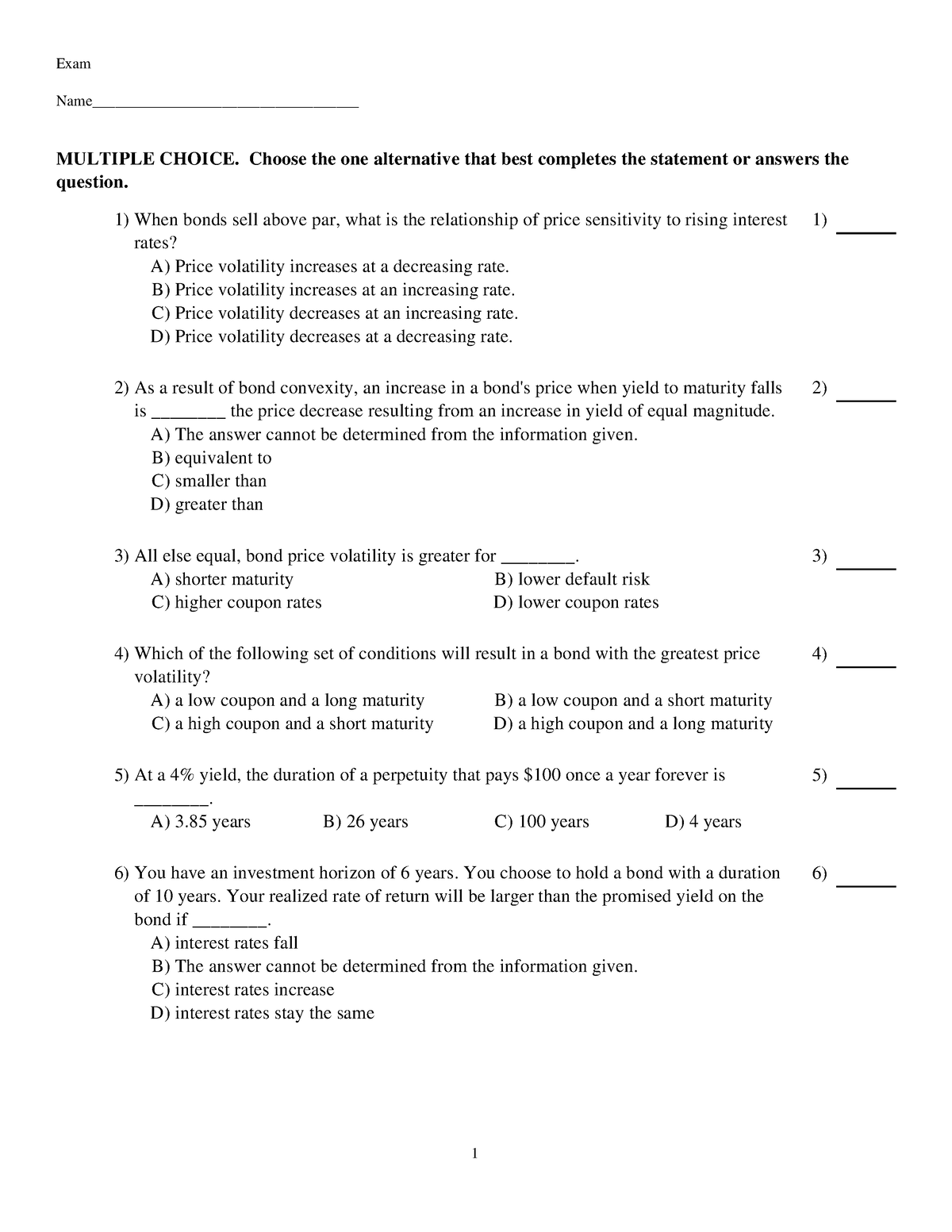 Chapter 11 quizz - quiz - Exam Name ...