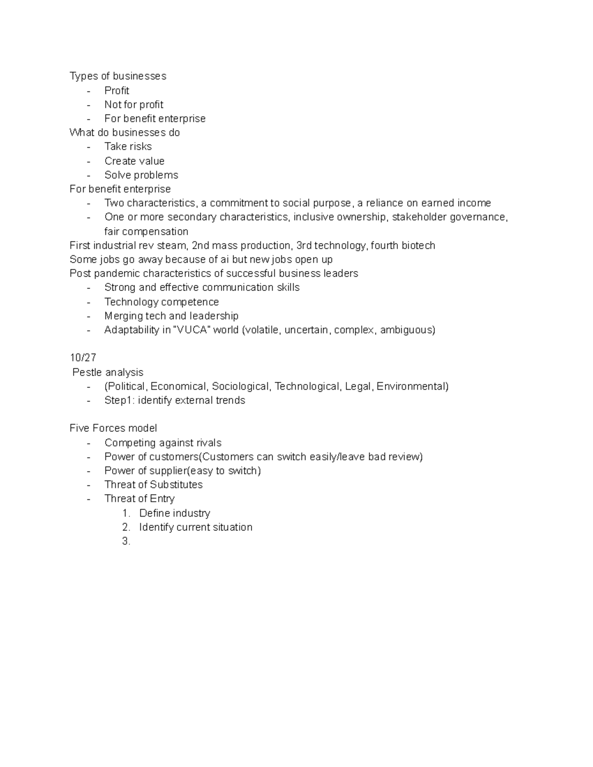 Business notes - Types of businesses - Profit - Not for profit - For ...