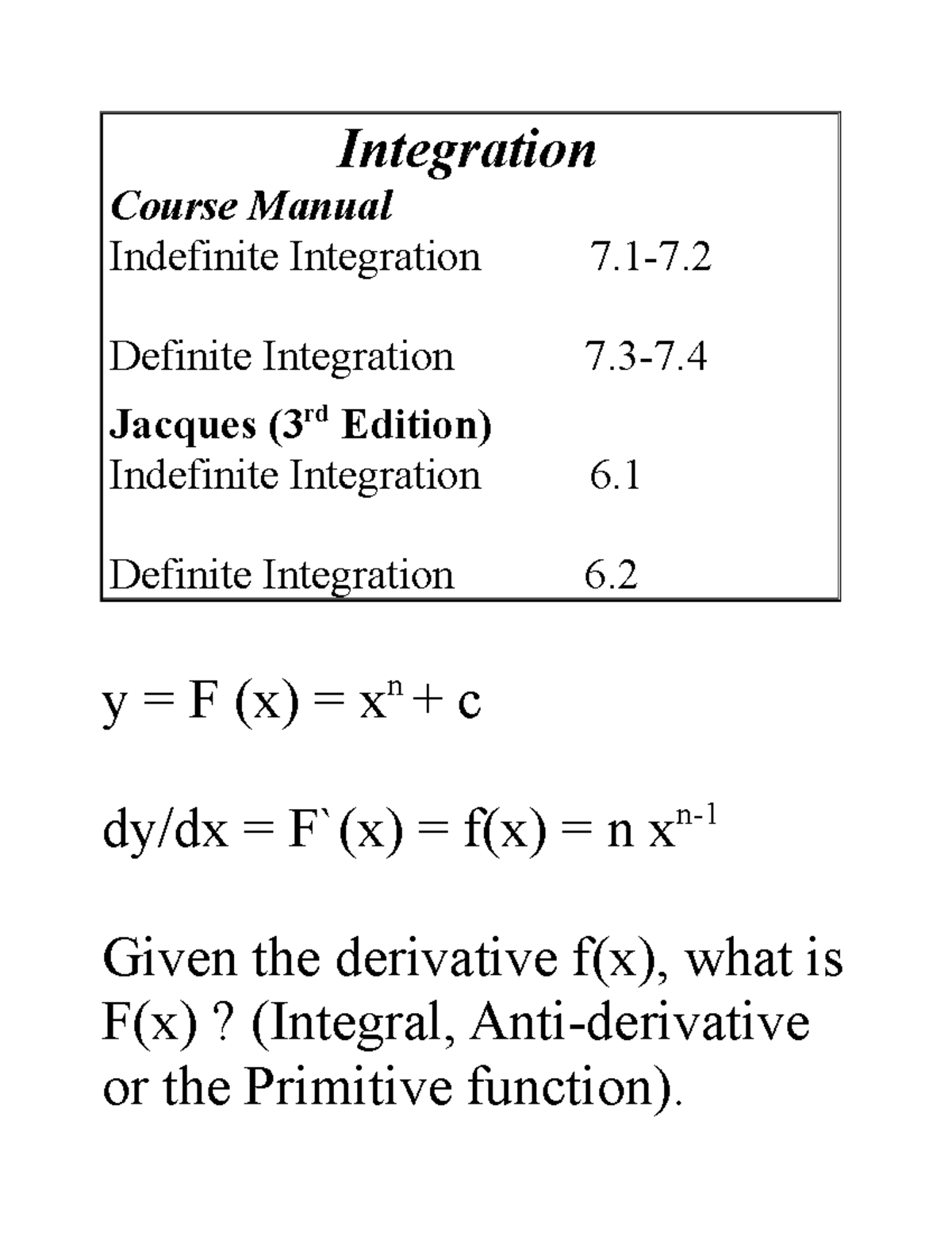 Integraler, consumer surplus og producer surplus Integration Course