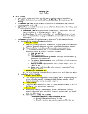 Torts Attack Outline - Intentional Torts I. What is Intent? The purpose ...